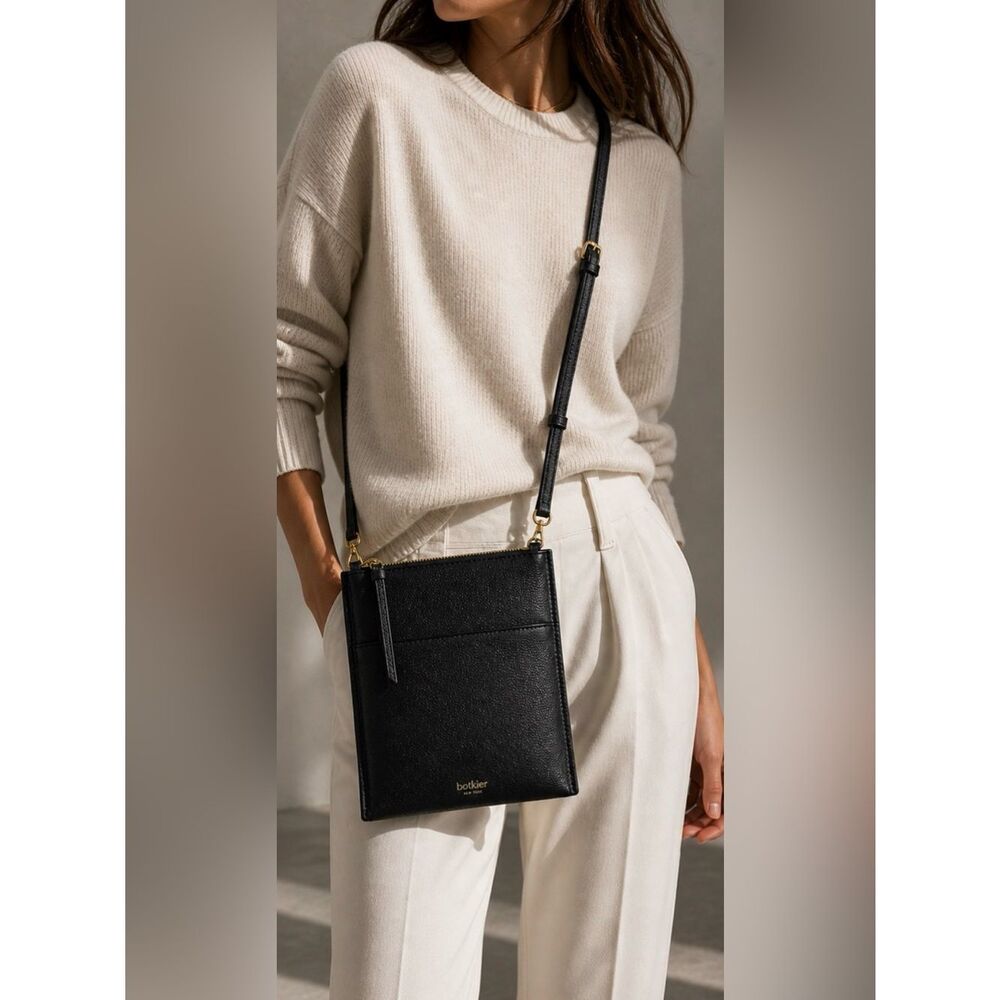 Botkier Chelsea Pebbled Leather Crossbody Bag With Gold Hardware.